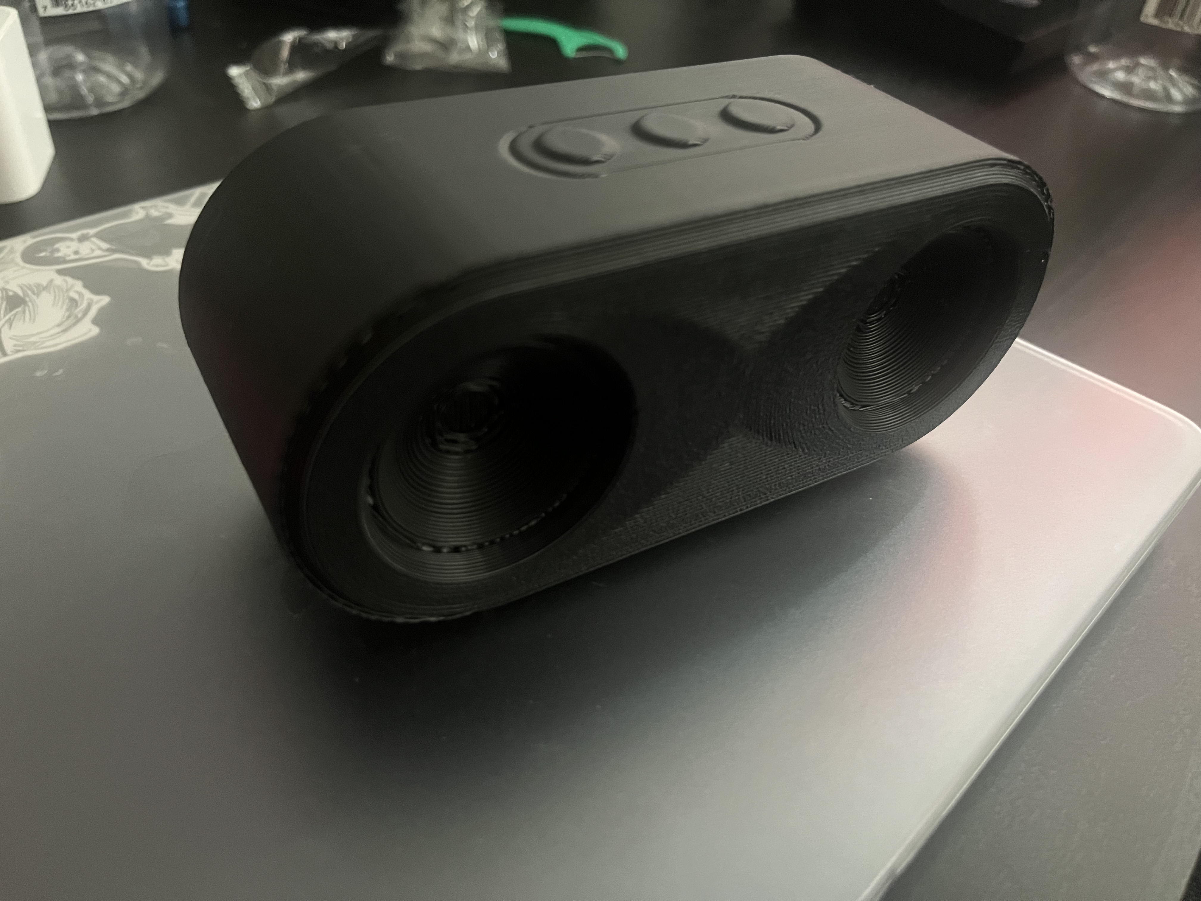 PLA printed model of the soundbar <div class='container'><iframe class='responsive-iframe' src='https://hudak.phoenix.sheridanc.on.ca/P1Stuff/Index.html'></iframe></div>