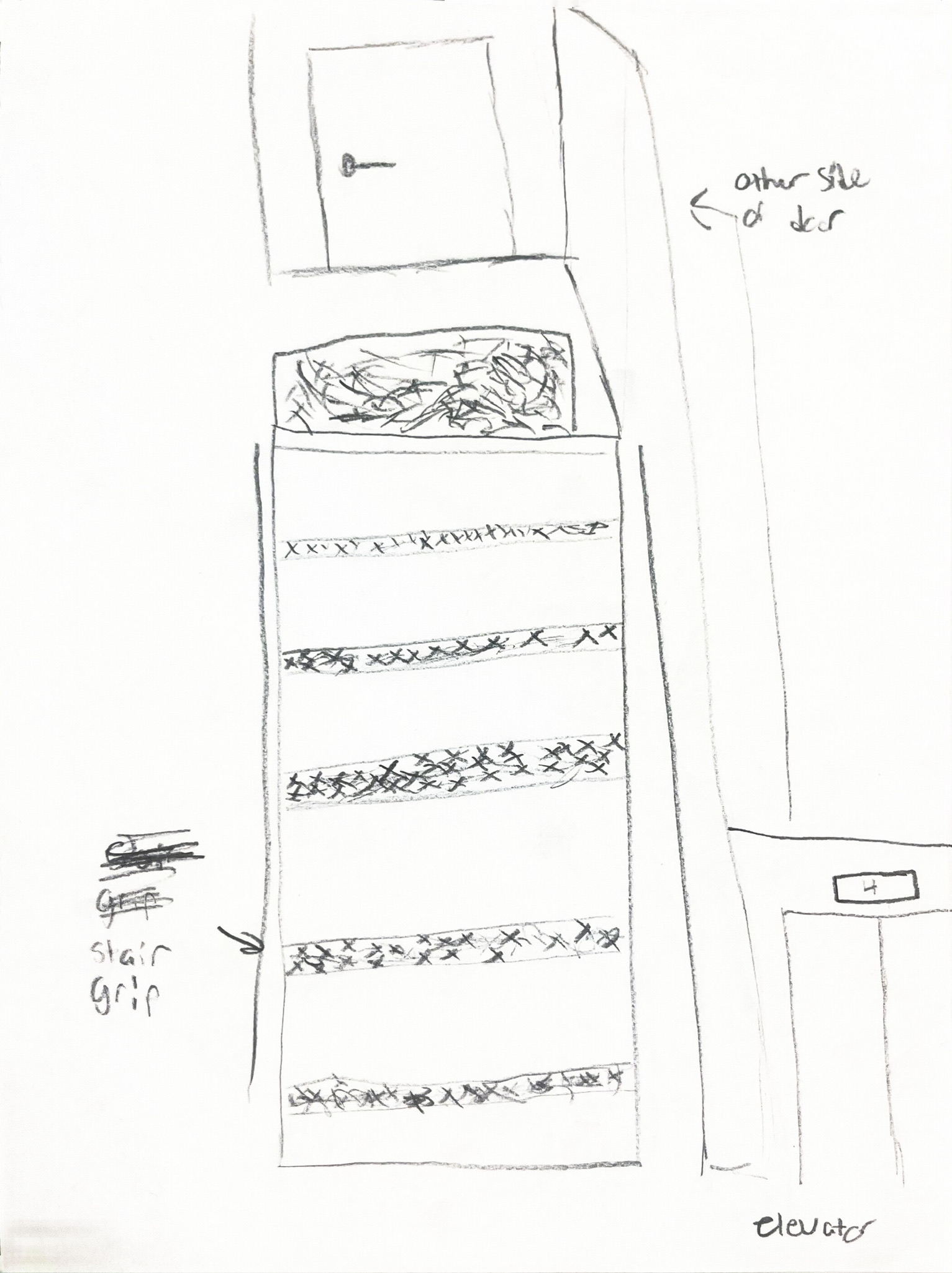 Brightened underground staircase