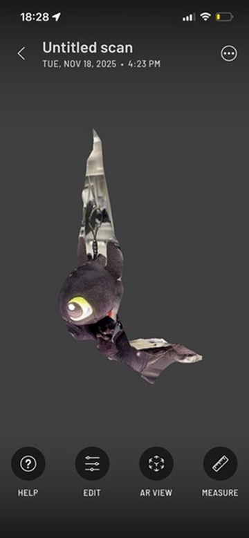 Failed Scan Object: Black Plush Toy Perspective 